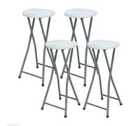 7H SEVEN HOUSE Pack 4 Taburetes Plegables Alto Blanco 30x76cm 7house