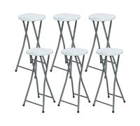 7H SEVEN HOUSE Pack 6 Taburetes Plegables Alto Blanco 30x76cm 7house