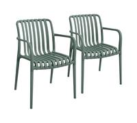 7house Pack de 2 Sillas Apilables de Exterior con Reposabrazos Kaia en Polipropileno 7house