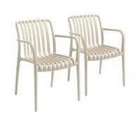 7house Pack de 2 Sillas Apilables de Exterior con Reposabrazos Kaia en Polipropileno 7house