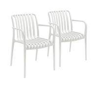7house Pack de 2 Sillas Apilables de Exterior con Reposabrazos Kaia en Polipropileno 7house