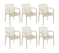 7H SEVEN HOUSE Pack de 6 Sillas Apilables de Exterior con Reposabrazos Kaia en Polipropileno 7house