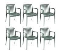 7H SEVEN HOUSE Pack de 6 Sillas Apilables de Exterior con Reposabrazos Kaia en Polipropileno 7house