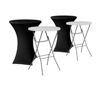 7H SEVEN HOUSE Set 2 Mesas Plegables Redondas Altas y 2 Fundas Protectoras 80x110cm Catering 7house