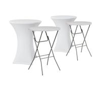 7H SEVEN HOUSE Set 2 Mesas Plegables Redondas Altas y 2 Fundas Protectoras 80x110cm Catering 7house