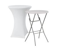 7H SEVEN HOUSE Set Mesa Plegable Redonda Alta y Funda Protectora 80x110cm Catering 7house