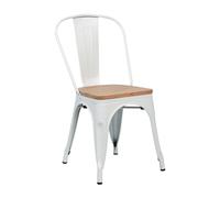 7H SEVEN HOUSE Silla Apilable Industrial de Acero y Madera 45x45x85cm 7house