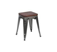 Taburete bajo industrial de acero y madera 7house