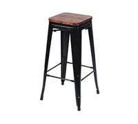 7house Taburete Medio Industrial Apilable de Acero y Madera 43x43x76cm 7house