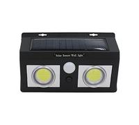 7H SEVENON - Aplique Solar LED Exterior 2 Focos 10W, para Jardín, Patio o Zonas de Paso, Sensor Crepuscular y Movimiento, 7500K, 250 Lúmenes, 20.000H Vida Útil, Instalación en Pared, Negro
