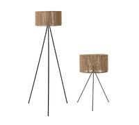 7H SEVENON Deco - Set Lámpara de Pie + Lámpara de Mesa Budi (2 Piezas), Metal/Cáñamo, Salón, Comedor, Dormitorio, Recibidor, Diseño Moderno, Estilo Natural, 60W/40W Potencia, Color Negro/Beige