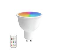 7H SEVENON Premium - Bombilla LED de Colores con Mando a Distancia GU10 Spotlight, 6W Potencia, 40W Equivalencia, 470 lúmenes, 120º, Color RGB, LED SMD, Regulable, 25.000H Vida Útil, Protección IP20