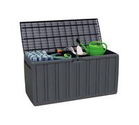 Baúl Exterior de Resina Gris | GH91 | Arcón Exterior para Jardín, Terraza o Balcón | Baúl Impermeable | Baúl para Objetos y Juguetes | 270 litros | 117x45,5x57cm