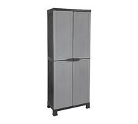 7house - Armario de Resina Alto Almacenaje, Uso Exterior e Interior, Jardín y Terraza, 3 Baldas, 2 Puertas, 70kg Carga Máxima, Dimensiones 39x68x171cm (largo x ancho x alto), Color Gris o Negro