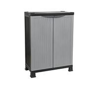 7house - Armario de Resina Bajo Almacenaje, Uso Exterior e Interior, Jardín y Terraza, 1 Balda, 2 Puertas, 30kg Carga Máxima, Dimensiones 39x68x92cm (largo x ancho x alto), Color Gris o Negro