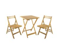 7house Conjunto de Terraza Plegable Mesa Cuadrada y 2 Sillas Biano Madera de Bambú 7house