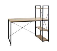 7house Escritorio Metálico con Estantería 3 Baldas de Madera Ozra 120x120x75cm 7house