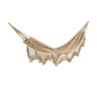 7house Hamaca Colgante Beige con Flecos Bali Estilo Boho para Exterior Jardín y Terraza 200/285x100cm 7house