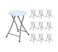 7house MegaPack 10 Taburetes Plegables de Resina y Acero 31x45cm Blancos 7house