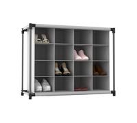 7H SEVEN HOUSE Organizador de Zapatos con 4 Baldas y 16 Compartimentos Negro/Gris 87,3x36,5x64,4cm 7house