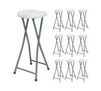 7house Pack 10 Taburetes Plegables Alto Blanco 30x76cm 7house