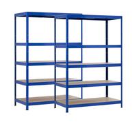 7house Pack 2 Estanterías Modulares Metálicas con 5 Baldas 1250kg Azul 120x60x180cm 7house