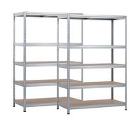 Pack 2 Estanterías Modulares Galvanizadas con 5 Baldas Ajustables 180x120x60cm 1250Kg 7house