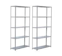 Pack 2 Estanterías Modulares Metálicas SteelSmart con 5 Baldas 200kg 180x30x90cm 7house