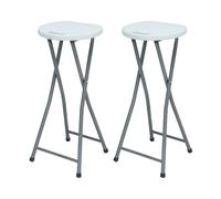 7H SEVEN HOUSE Pack 2 Taburetes Plegables Alto Blanco 30x76cm 7house