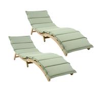 7house Pack 2 Tumbonas Reclinables en Madera de Acacia con Cojín 168x54x55cm 7house