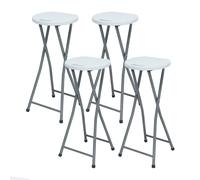 7H SEVEN HOUSE Pack 4 Taburetes Plegables Alto Blanco 30x76cm 7house
