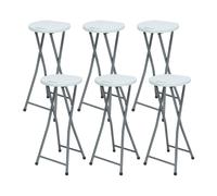7house Pack 6 Taburetes Plegables Alto Blanco 30x76cm 7house