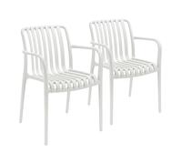 7house Pack de 2 Sillas Apilables de Exterior con Reposabrazos Kaia en Polipropileno 7house