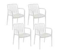 7house Pack de 4 Sillas Apilables de Exterior con Reposabrazos Kaia en Polipropileno 7house