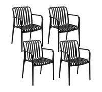 7house Pack de 4 Sillas Apilables de Exterior con Reposabrazos Kaia en Polipropileno 7house