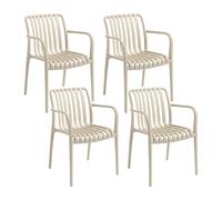 7house Pack de 4 Sillas Apilables de Exterior con Reposabrazos Kaia en Polipropileno 7house