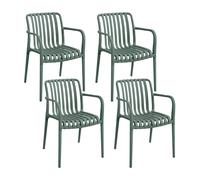 7house Pack de 4 Sillas Apilables de Exterior con Reposabrazos Kaia en Polipropileno 7house