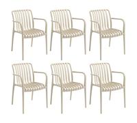 7house Pack de 6 Sillas Apilables de Exterior con Reposabrazos Kaia en Polipropileno 7house