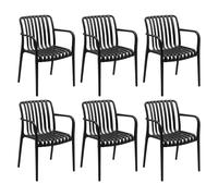 7house Pack de 6 Sillas Apilables de Exterior con Reposabrazos Kaia en Polipropileno 7house