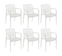 7house Pack de 6 Sillas Apilables de Exterior con Reposabrazos Kaia en Polipropileno 7house