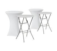 7H SEVEN HOUSE Set 2 Mesas Plegables Redondas Altas y 2 Fundas Protectoras 80x110cm Catering 7house