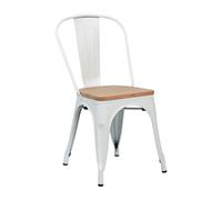 7house Silla Apilable Industrial de Acero y Madera 45x45x85cm 7house