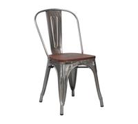 7house Silla Apilable Industrial de Acero y Madera 45x45x85cm 7house