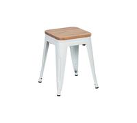 7house Taburete Bajo Industrial Apilable de Acero y Madera 38x38x46cm 7house