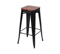 7house Taburete Medio Industrial Apilable de Acero y Madera 43x43x76cm 7house