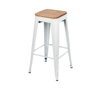 7house Taburete Medio Industrial Apilable de Acero y Madera 43x43x76cm 7house
