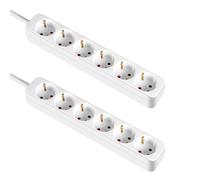 Pack 2 Regletas 6 Enchufes Schuko 1m Blanco sin Interruptor 7hSevenOn