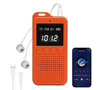 7JI Mini Radio FM Portátil, Bluetooth Radio de Bolsillo con Auriculares | 87,5-108 MHz, baterías recargables, 3 modos, compatible con tarjetas microSD de hasta 64 GB, adecuado para correr y caminar