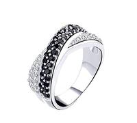 7LiuYueFei6 Anillos Elegantes para Mujer, Plata de Ley 925, circonita cúbica Negra, apilables, Trenzados, para Boda. Talla: 9 (Talla: 6) (8)