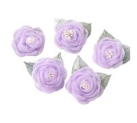 7Pc Chiffon Rose Artificial Flowers Yarn Fabric For Headwear Dress Wedding Bouquet Decor Craft Flower Accessories(Purple)